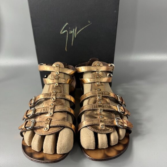 Giuseppe Zanotti Leather Gladiator Sandals in Rose Gold, Size 38.5 - Picture 3 of 16